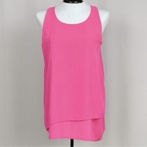 Pink Rose Sleeveless Blouse Asymmetrical Hem Exposed Zipper Tank Top Pink M NWT